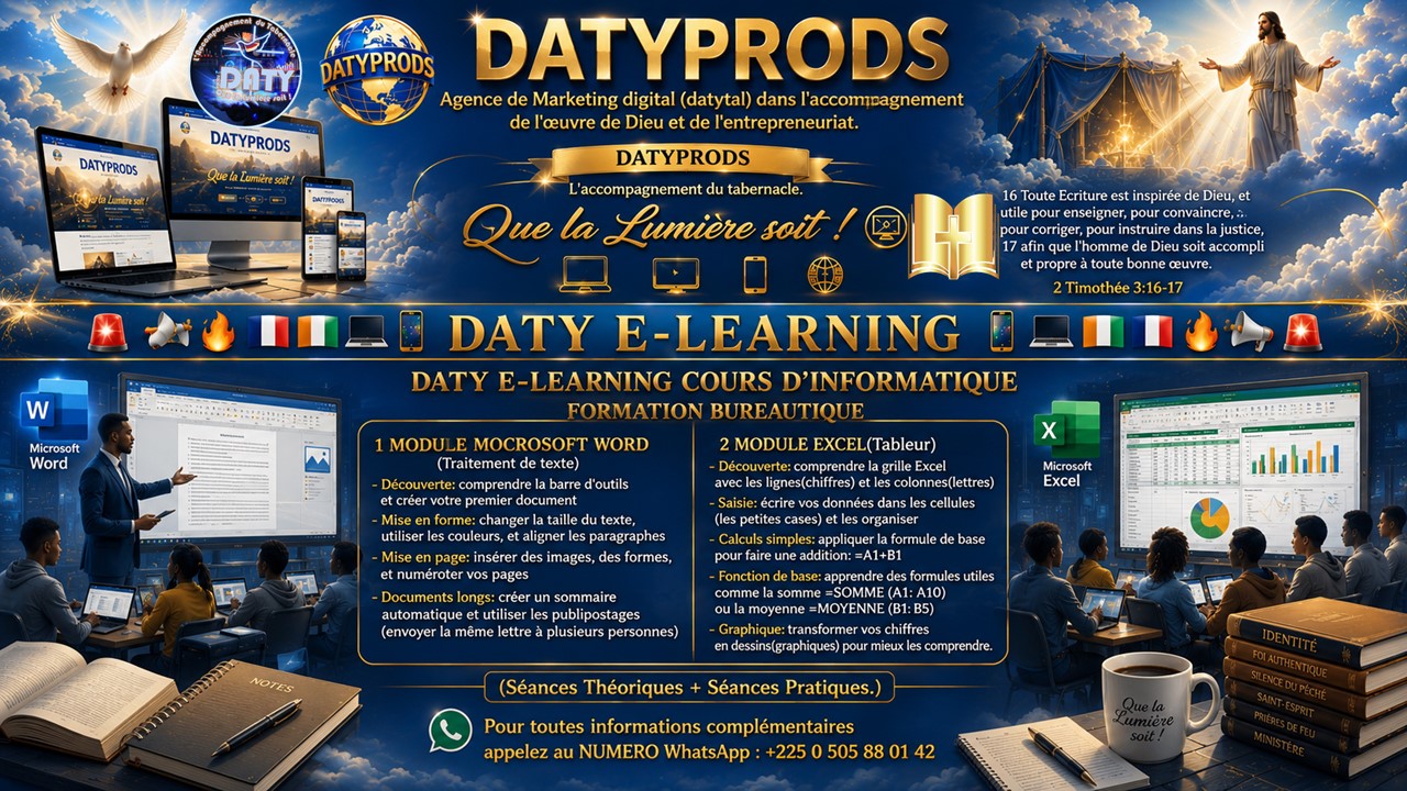 DATY E-LEARNING COURS D’INFORMATIQUE